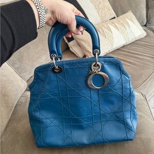 Dior Blue Quilted Tote Bag